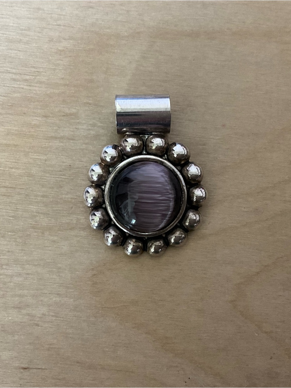 Vintage Purple Glass Pendant – Elegant Slide Design